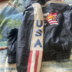 Vintage leather veteran of foreign wars bomber jacket XL